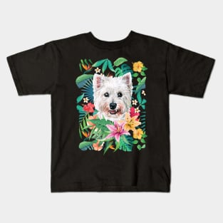 Tropical Westie Kids T-Shirt